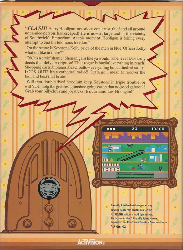 Keystone Kapers box art for Colecovision